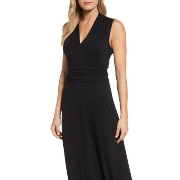 v neckline maxi dress